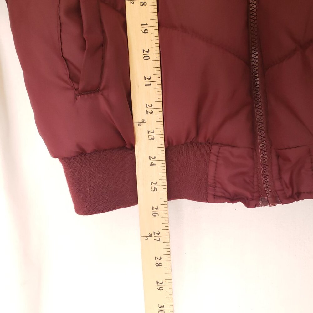 Aeropostale Beige Maroon Hoodie Varsity Bomber Quilted Zipper Jacket Size Large - Picture 5 of 16